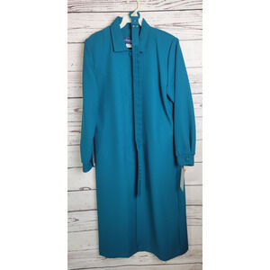 NWT Nancy II Green Half Button Long Sleeve Belted Midi Dress Women's Size 10